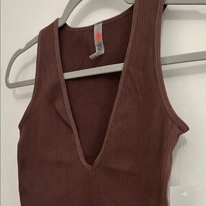NWT mono b deep V neck brown bodysuit